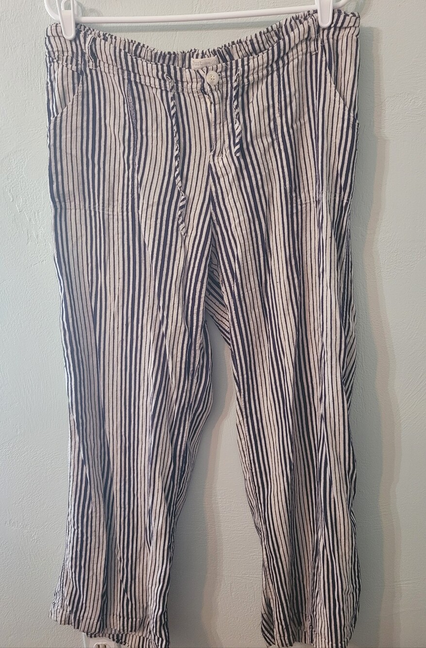 Just Living Stripe Linen Cotton Blend Comfortable Trousers Size XL